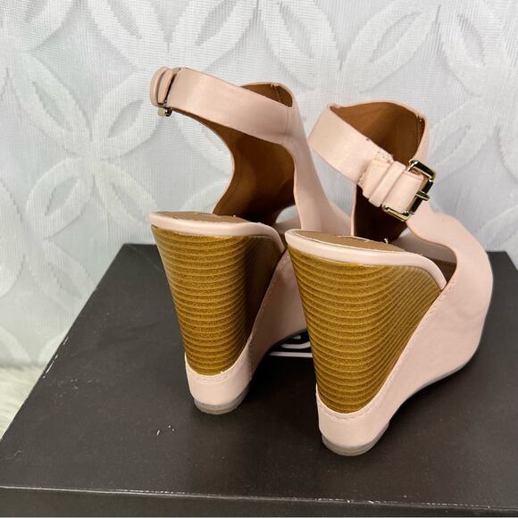 Leila Stone Raya Mauve Sling Back Platform Wedge - New - Picture 4 of 9
